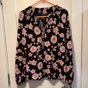 Sanctuary Social Standard Women's Black and Pink Floral Blouse size L